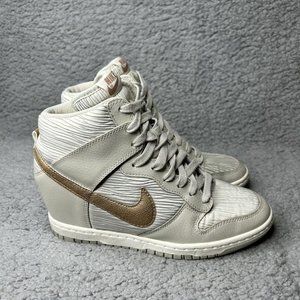 Nike Dunk Sky Hi Hidden Wedge Heel High Light Bone Metallic Bronze Sneaker 8